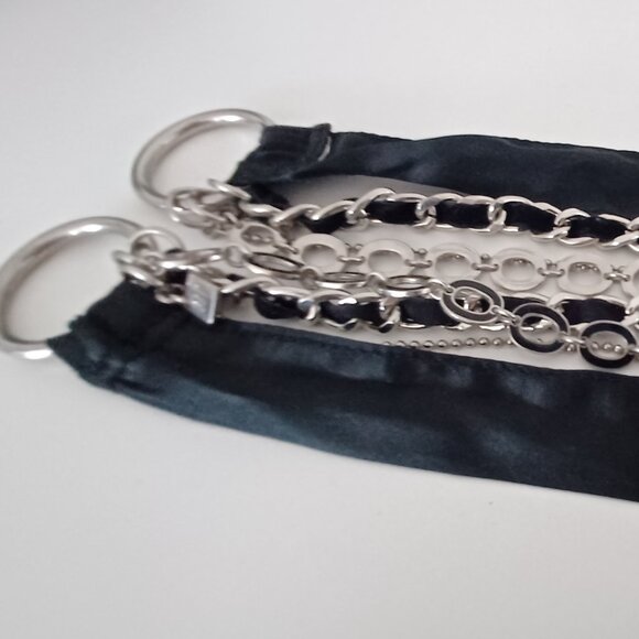 Black ribbon with chains belt 27" - Picture 3 of 3